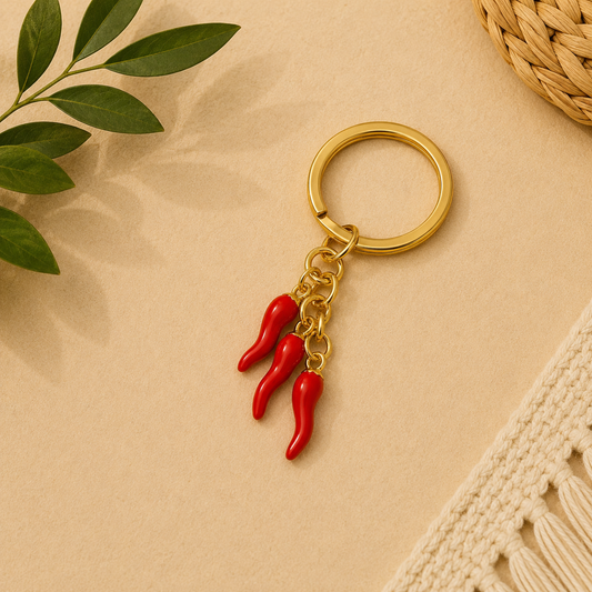 Triple Cornicello Keyring