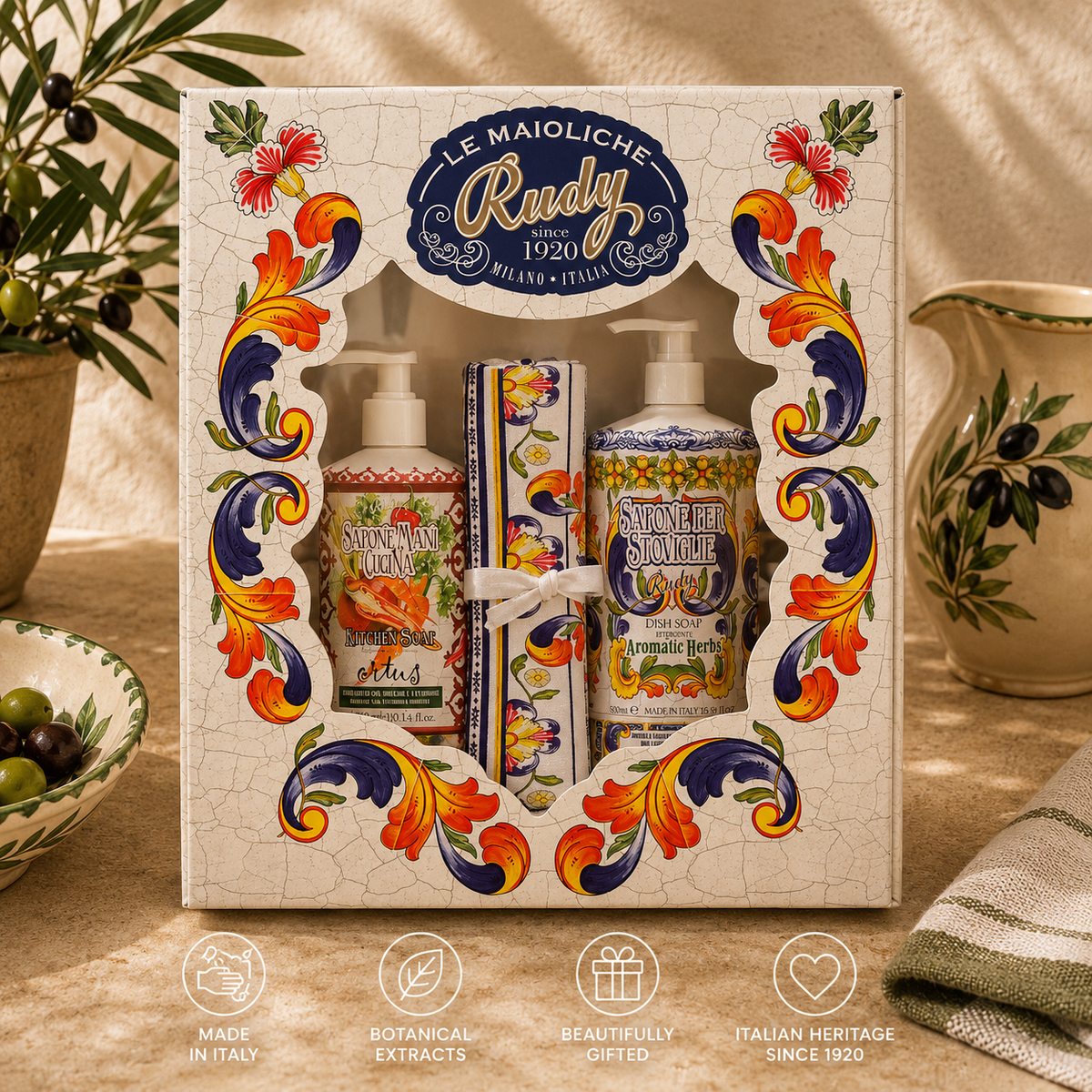 Le Maioliche Rudy Italian Kitchen Gift Set – Citrus & Aromatic Herbs