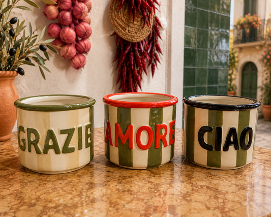 Italian Ceramic Ciao, Amore & Grazie Pots